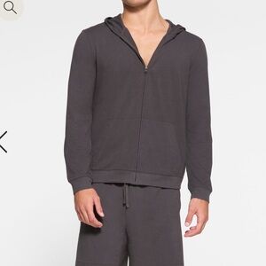Skims Mens dark gray full zip hooded sweater XL